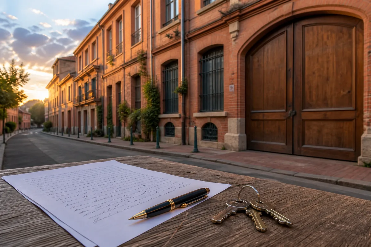 Feuille manuscrite et stylo posés près d&rsquo;un trousseau de clés